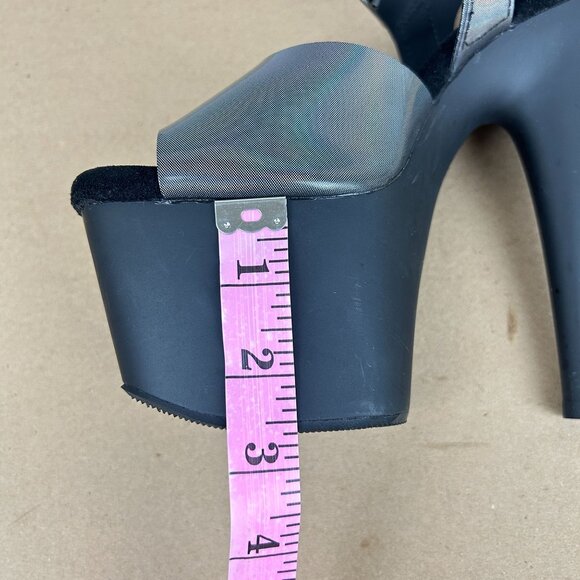 Pleaser Flamingo Holographic Platform Heels Womens 6.5 or 7 Black Ankle Strap - Picture 7 of 12